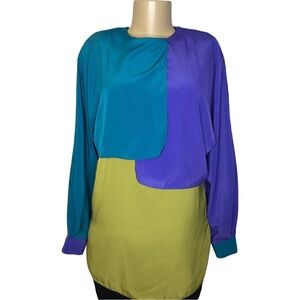 Vintage 80s Jo Hardin Color Block Layered Blouse